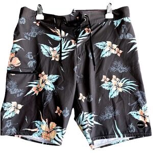 O'Neal Hyperfreak Board Shorts Mens 33 Grey Tigers Hula & Girls Print‎